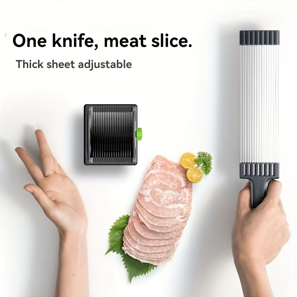 Manual Meat Slicer And Shredder Set - Stainless Steel Cleaver for Fresh Beef, Pork, Mutton - Kitchen Knife Tools for Home Cooking And BBQ, Gray, Fresh Meat Cutter, Meat Slicer, Meat Shredder, Kitchen Knife Set, Food Slicer, BBQ Helper