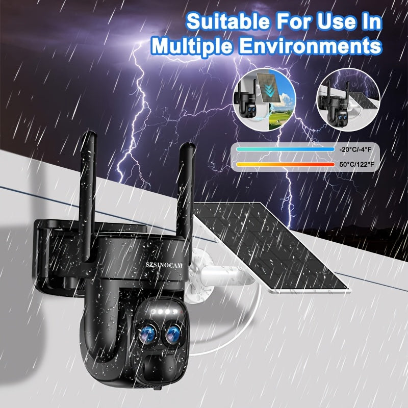 Outdoor PTZ Security Camera 360° Pan Tilt Zoom – Color Night Vision, Spotlight Alarm, Motion Detection, Two-Way Audio, App Control, Battery Powered WiFi Cam for Home Garden Driveway (QW6 Series)