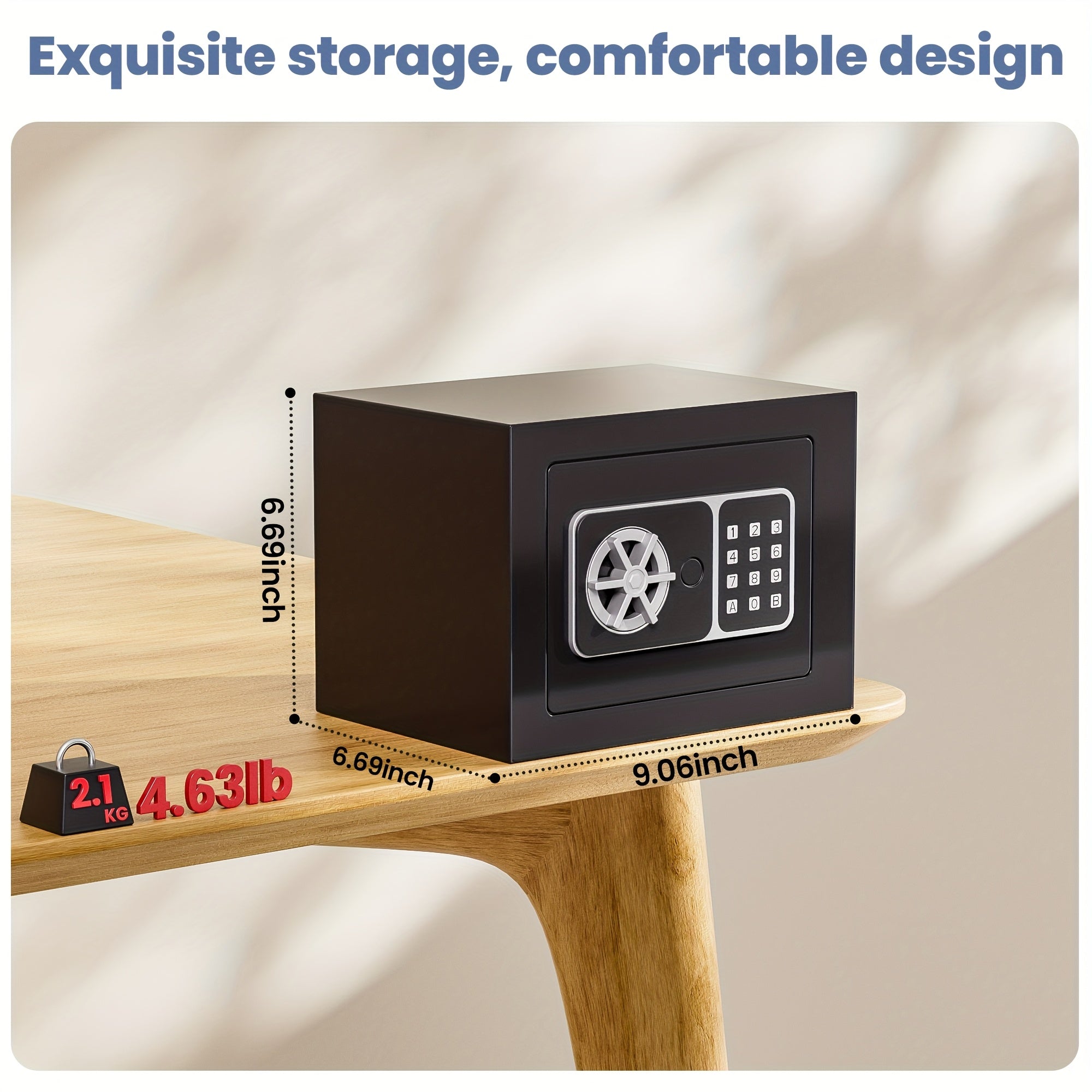 Grimtron Small Safe Box - (0.23 Cu. Ft. - 3.5Lb) Mini Money Safe with Combination Lock, Compact And Sturdy, Suitable for Offices, Bedrooms, And Bedside Tables Ideal for Storing Money, Documents, Passport, The Best Storage And Organization Gift