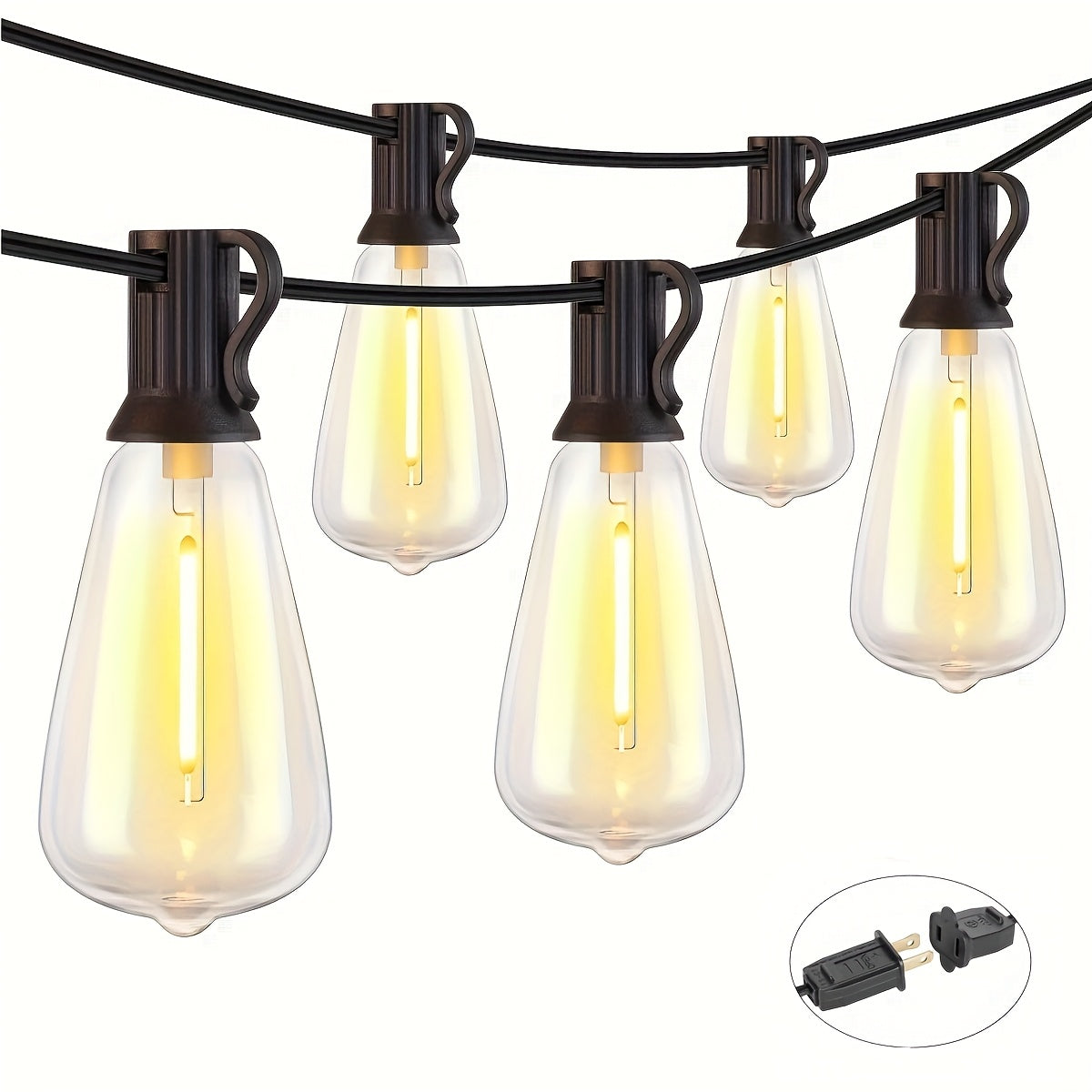 Outdoor LED String Lights 50/100/150FT with ST38 Bulbs – Waterproof Connectable Hanging Lights for Patio Garden Backyard Porch Balcony Party Christmas Halloween Bistro Decoration