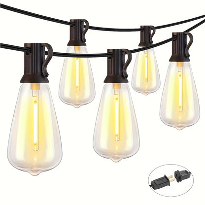 Outdoor LED String Lights 50/100/150FT with ST38 Bulbs – Waterproof Connectable Hanging Lights for Patio Garden Backyard Porch Balcony Party Christmas Halloween Bistro Decoration