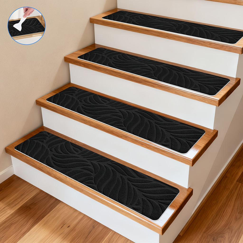 7/15pcs Set Of Anti Slip Self-adhesive Stair Treads, 3D Embossed - Anti Slip Safety Treads, 30x8 Inch Indoor/outdoor Carpets, Stair Mats, Suitable for Pets And Seniors, Easy to Install (no Tools Required), Scratch Resistant, Cut And Fit Design