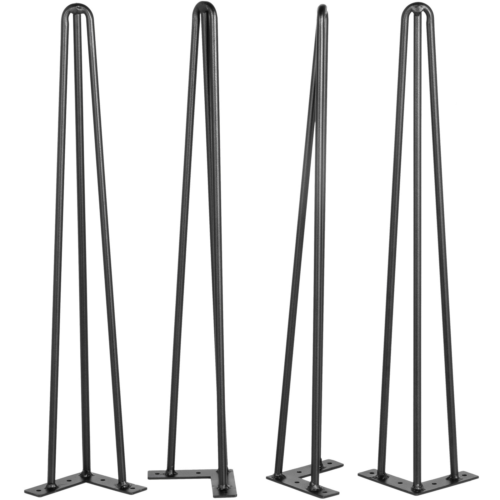 Hairpin Table Legs Set of 4 – Carbon Steel 3-Rod Design, 220 lbs Each, 16–40 Inch – Heavy Duty DIY Furniture Legs for Desk, Bench, Dining Table & Chairs – Black Powder Coat