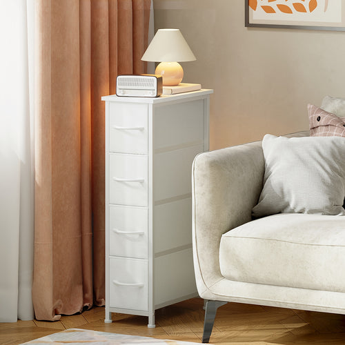 Narrow Dresser with 4 Drawers Slim Fabric Storage Chest – Removable Fabric Bins for Closet, Small Spaces, Bathroom, Bedroom & Laundry Room Organization