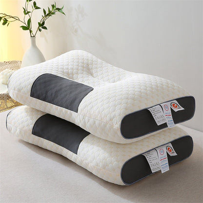 Ergonomic Cervical Pillow for Neck Pain Relief, 1000G Filling Vertebra Protection Sleep Massage Pillow, Breathable Knitted Bedding Pillow for Bedroom Living Room, White Grey, 1-Pack 2-Pack