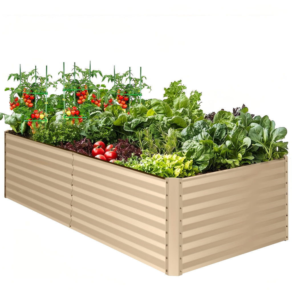 soges Raised Garden Bed, 8 x 4 x 2ft Elevated Galvanized Planter Box Stand with 3 Ground Stakes & Rubber, Outdoor Above Ground Planter Extra Large Garden Box Kits for Garden, Patio, Backyard