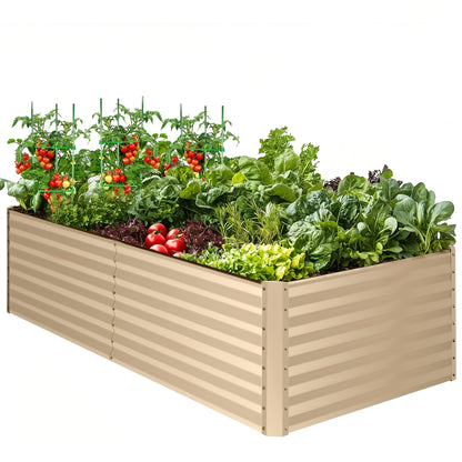 Extra Large Elevated Raised Garden Bed 8x4x2ft – soges Galvanized Planter Box Stand with 3 Ground Stakes & Rubber Feet, Above Ground Garden Kit for Vegetables Herbs Flowers – Patio Backyard