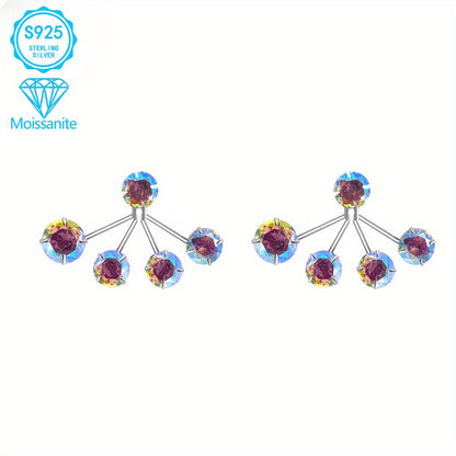 925 Sterling Silver Moissanite Earrings for Women – Hypoallergenic Nickel-Free Colorful Dazzling Stud Earrings, Unique Design for Party & Daily Wear, Holiday Gift for Her