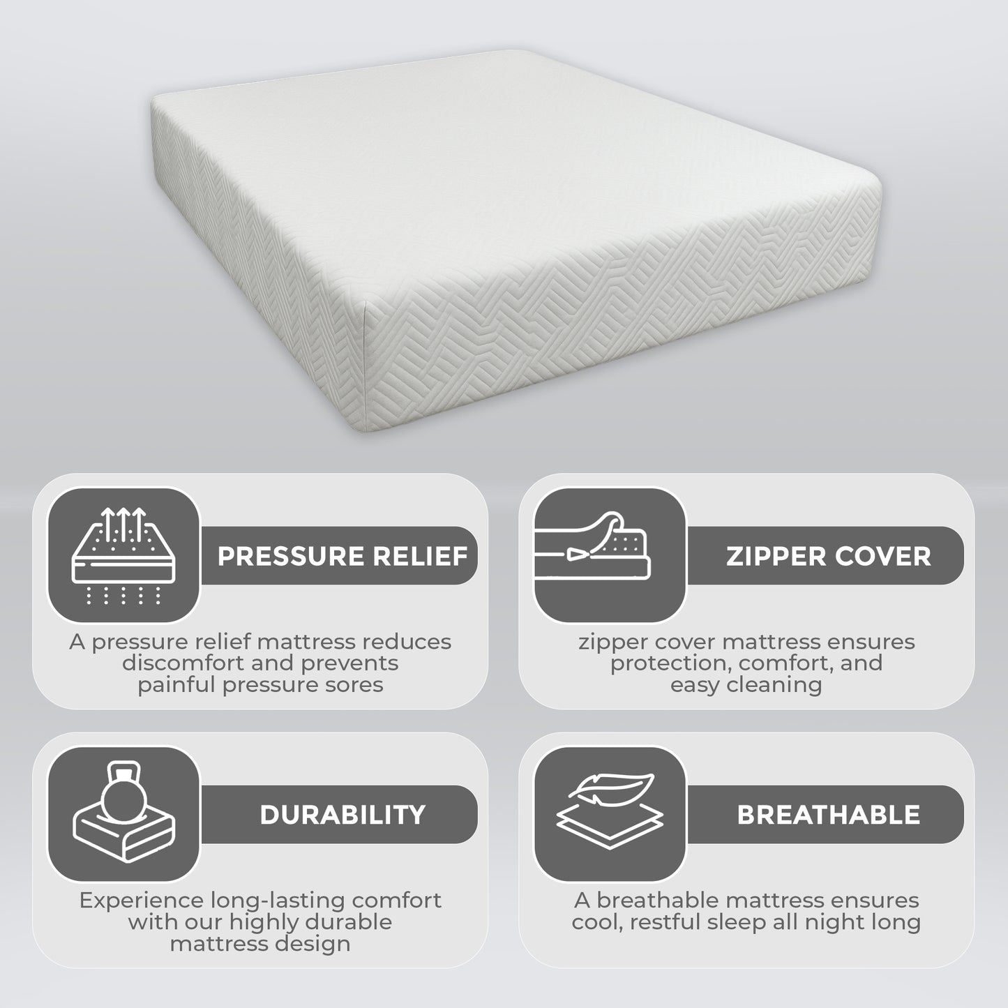 Gel Infused Reversible Foam Mattress in a Box Medium Firm Cooling Pressure Relief Twin Full Queen King - Made in Canada
