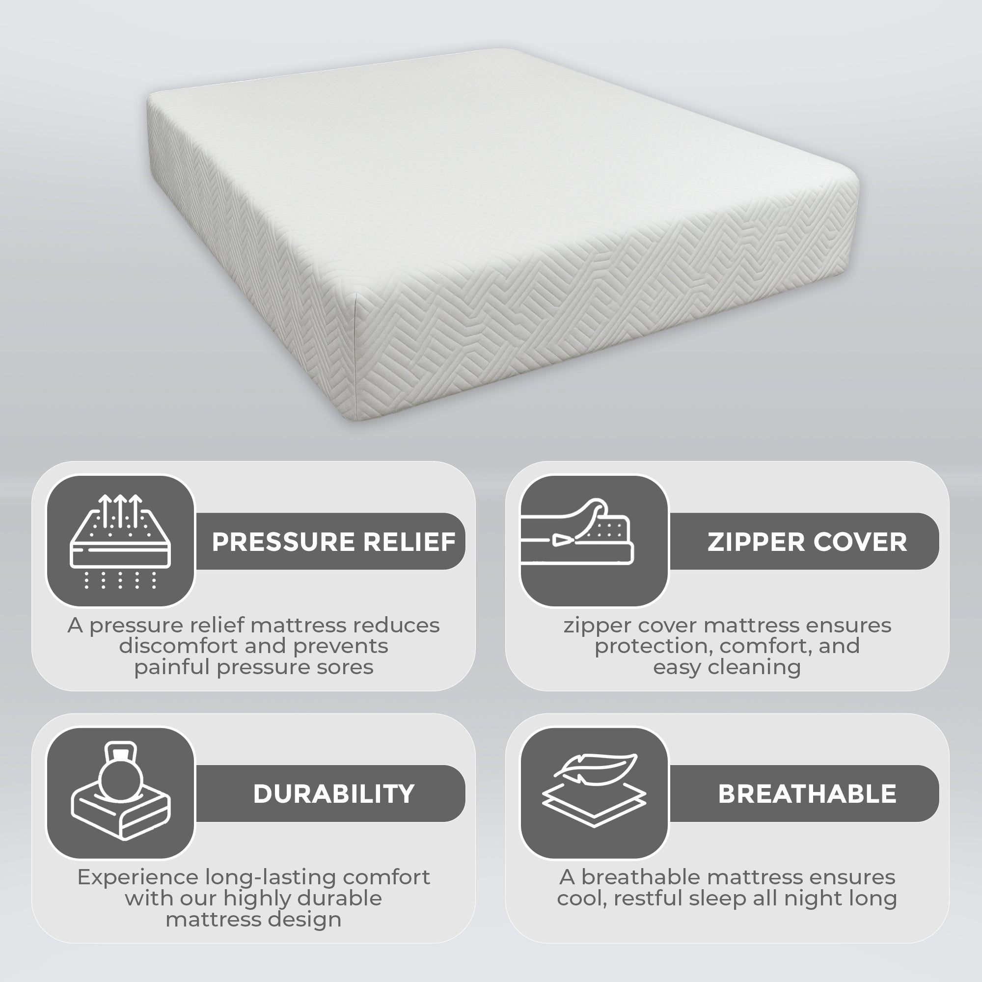 Twin, Full, Queen, King Size Mattress, Gel Infused Cool Sleep Supportive & Pressure Relief, Reversible Medium Firm Mattress in a Box