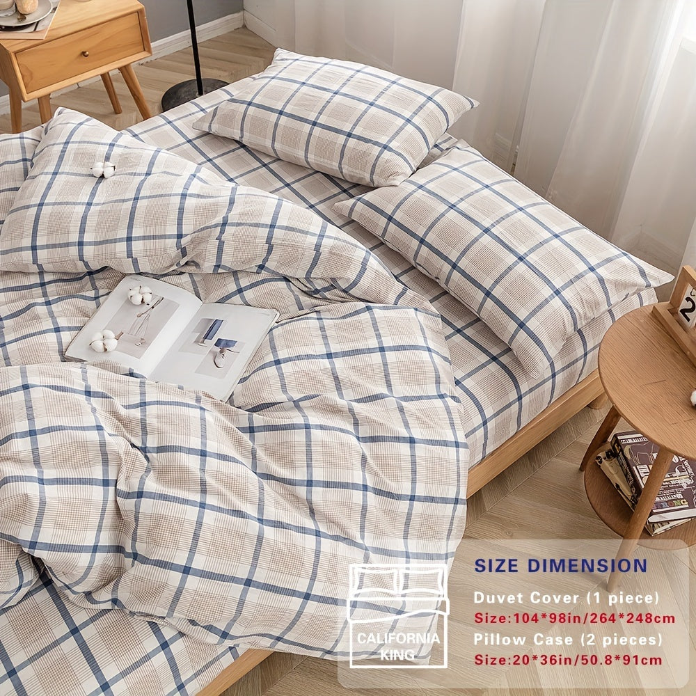 100% Washed Cotton Duvet Cover Set – Breathable, Durable & Ultra-Soft Comfy Bedding Set for All Seasons, Multiple Sizes & Colours