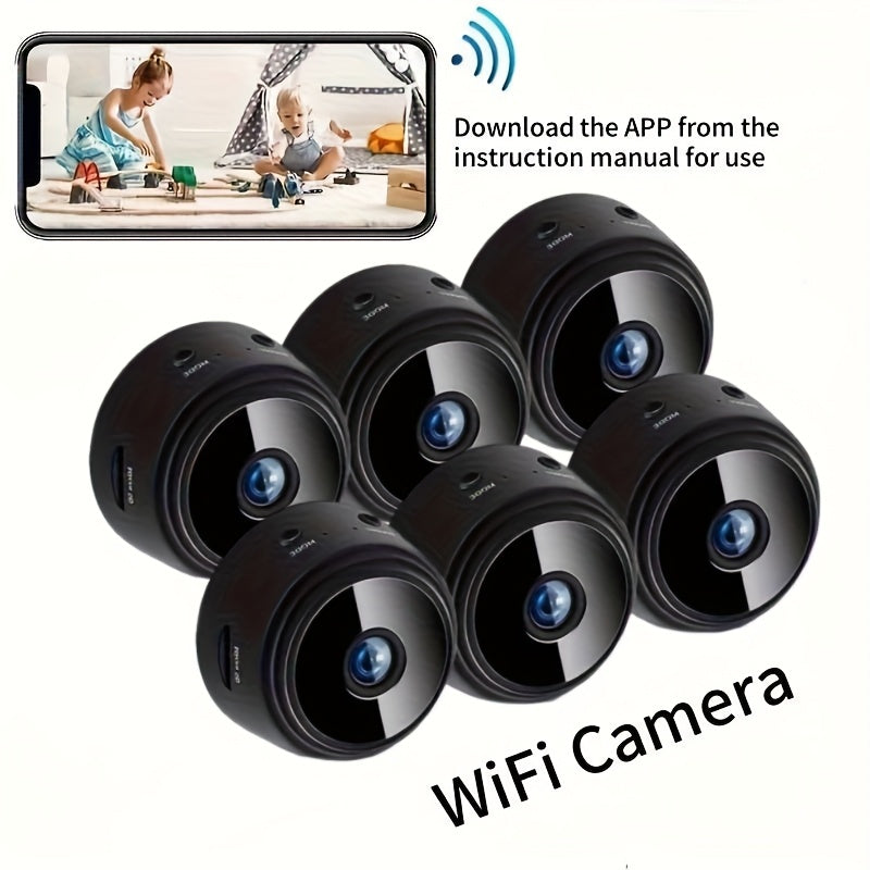 Mini 1080P WiFi Security Camera Wireless with Battery – 2.4G Wide-Angle Remote Monitoring Home Surveillance Camera, Multi-Pack 1-6pcs for Indoor Home Office Baby Pet Monitoring