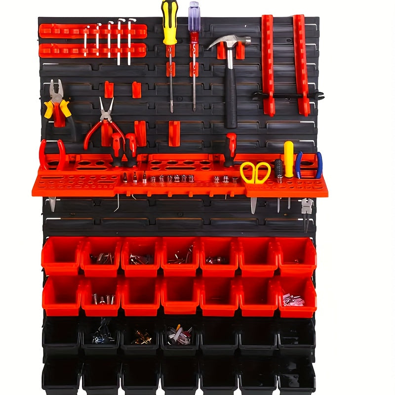 Wall-Mounted Garage Storage Rack System 18-98 Jars – Heavy-Duty Small Parts Organizer for Screws Nuts Bolts Nails, Workshop Shelf, Easy Install, Multiple Configurations, Canada