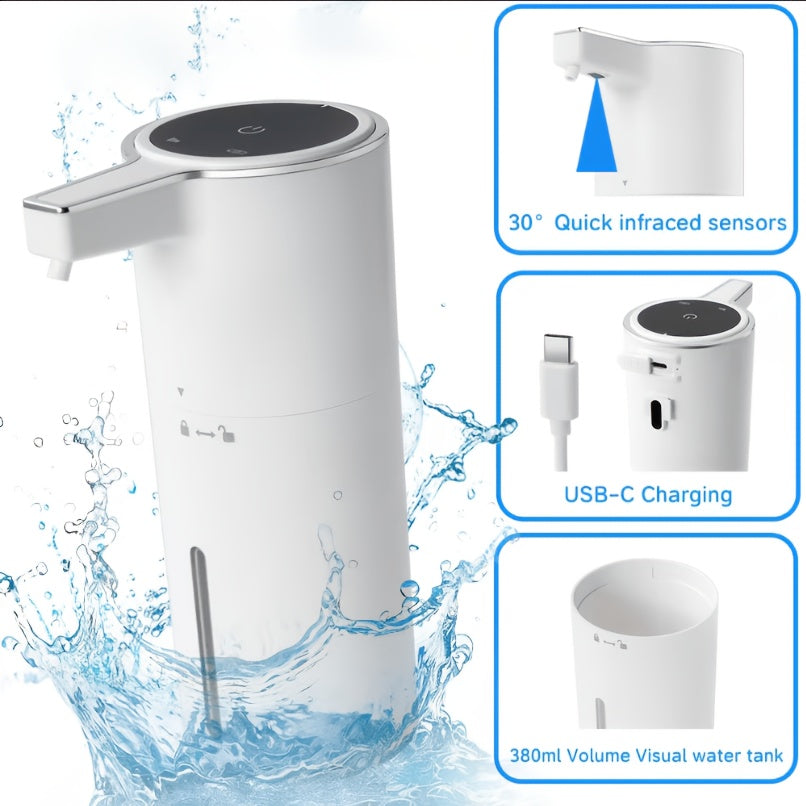 Recently Enhanced Touchless Smart Soap Dispenser Featuring an Infrared Sensor with a Detection Range of 0-40Mm, Equipped with a 1800Mah Rechargeable Battery And a 13.53oz Capacity. Available in Both Liquid And Foam Versions