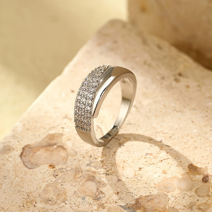 Geometric Open-Ended Ring for Women with Synthetic Diamond – Adjustable Stackable Statement Ring for Everyday Wear & Special Events | ShopVora CA