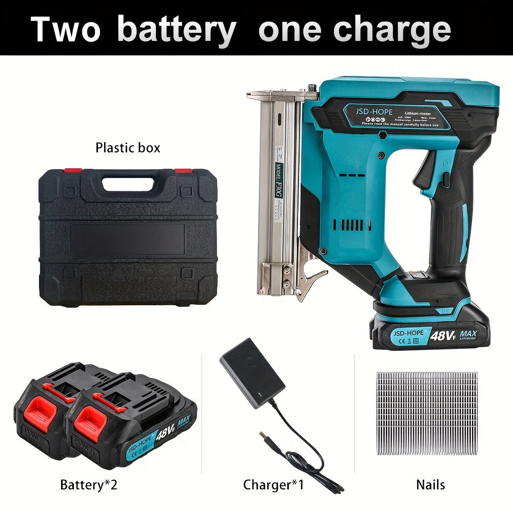 21V Cordless Brad Nailer 2-in-1 – 18 Gauge Electric Nail Gun & Stapler, Single & Bump Fire, Fits 5/8"-1-1/4" Nails, Compatible with Makita 18V/40V Battery – For Woodworking & Home Renovation