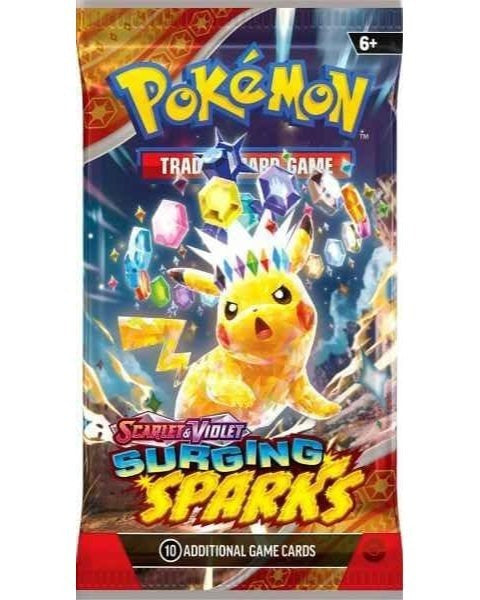 Pokemon TCG Surging Sparks Single Booster Pack - 10 Cards Per Pack, English Set, Collector & Player Gift for Kids & Adults