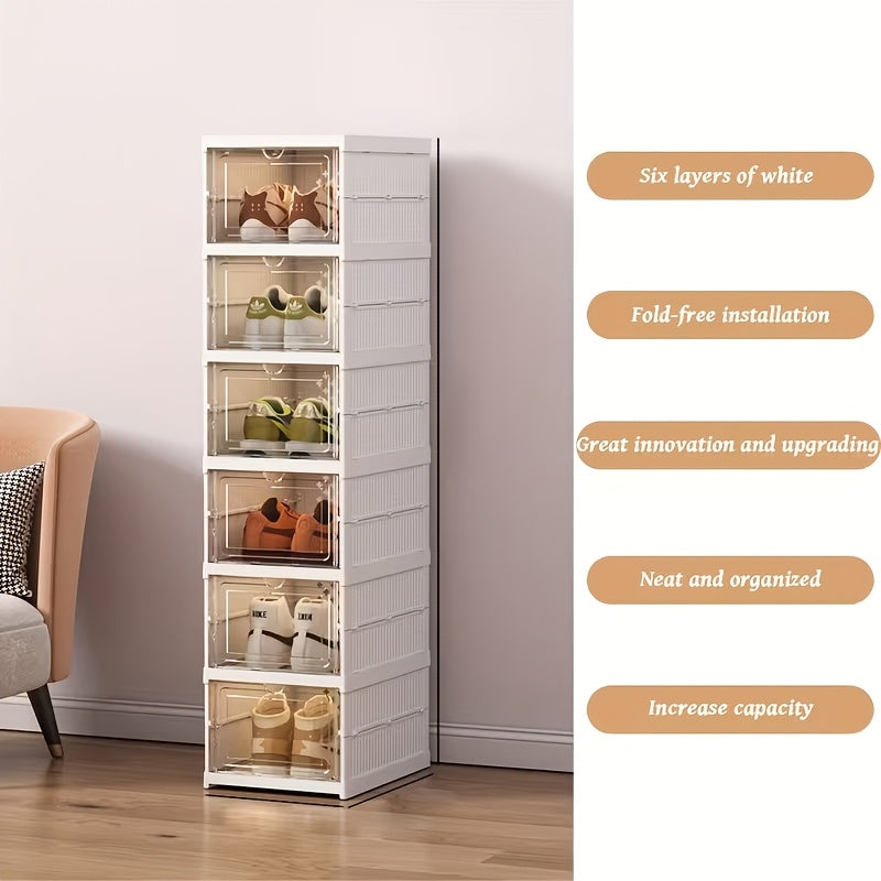 Foldable Transparent Shoe Box 3 6 Tier Stackable Shoe Storage Organizer Dustproof Breathable with Lid No Assembly Freestanding Plastic Shoe Rack - Space Saving Large Capacity, Canada