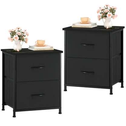 EUNOS 2-Drawer Nightstand with Removable Fabric Bins – Sturdy Steel Frame, Wood Top Bedside Table | Small Dresser for Bedroom, Closet & Living Room | 3 Finishes, 1pc & 2pc Options | ShopVora CA