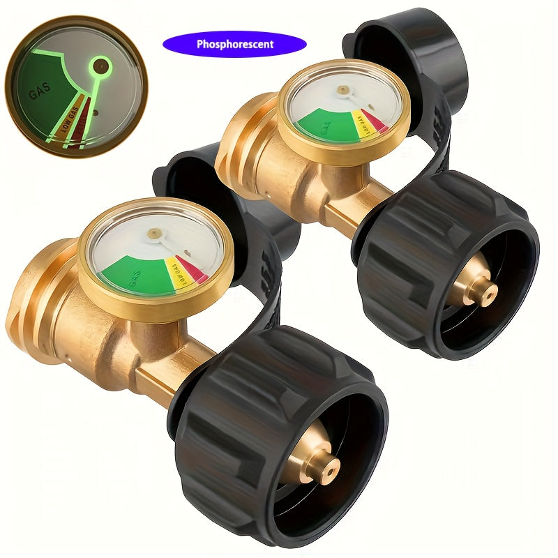 Propane Tank Liquid Level Indicator with QCC1 Connector – Universal North American Gas Tank Gauge, Pressure Conversion Head for BBQ Grill Camping RV, 1pc or 2pcs | Canada