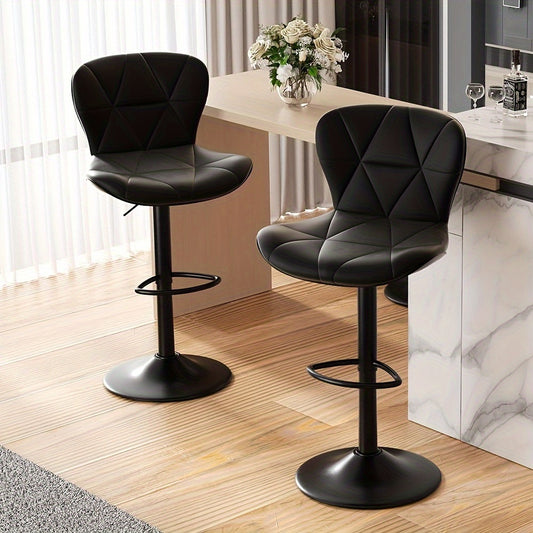 2pcs/3pcs Adjustable Swivel Bar Stools: Modern Faux Leather Upholstery, Comfortable Back Support - Perfect Addition To Elevate Your Kitchen Island. Local Warehouse.