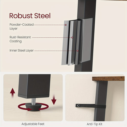 4-Tier Industrial Corner Shelf Plant Stand with Steel Frame - Corner Bookshelf Storage Shelving Unit Rustic Brown Black for Living Room Office Hallway Bedroom Canada