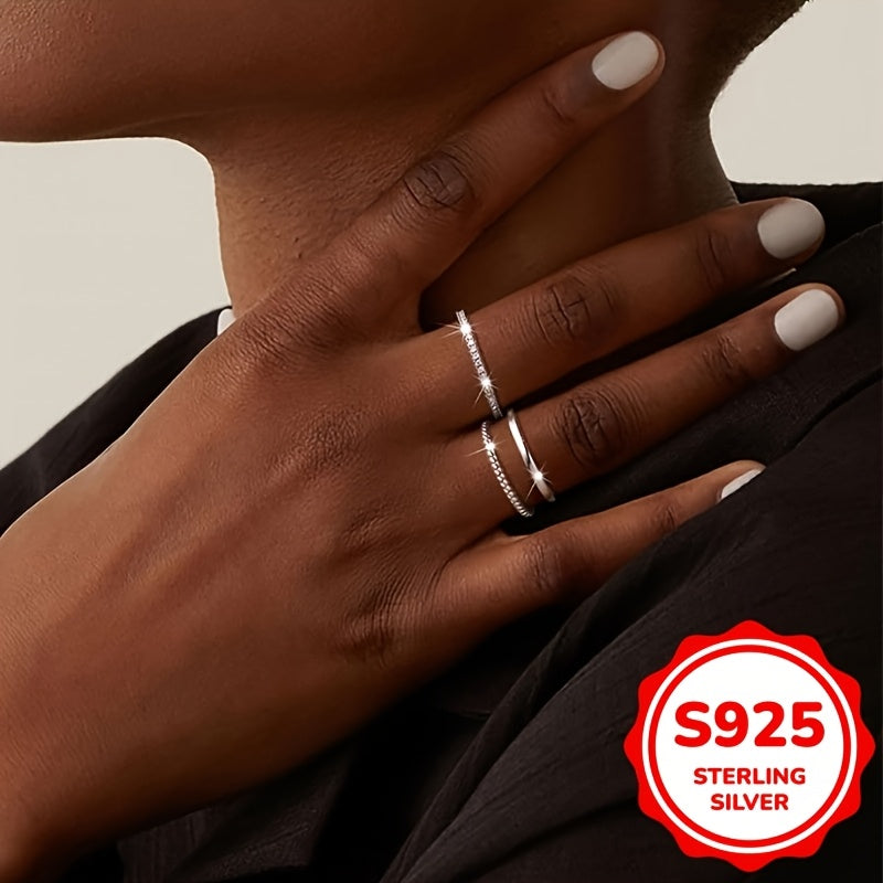 925 Sterling Silver Twisted Rope Ring Set for Women – 3-Piece Stackable Elegant Knot Rings for Daily Wear, Parties & Gifts | ShopVora CA