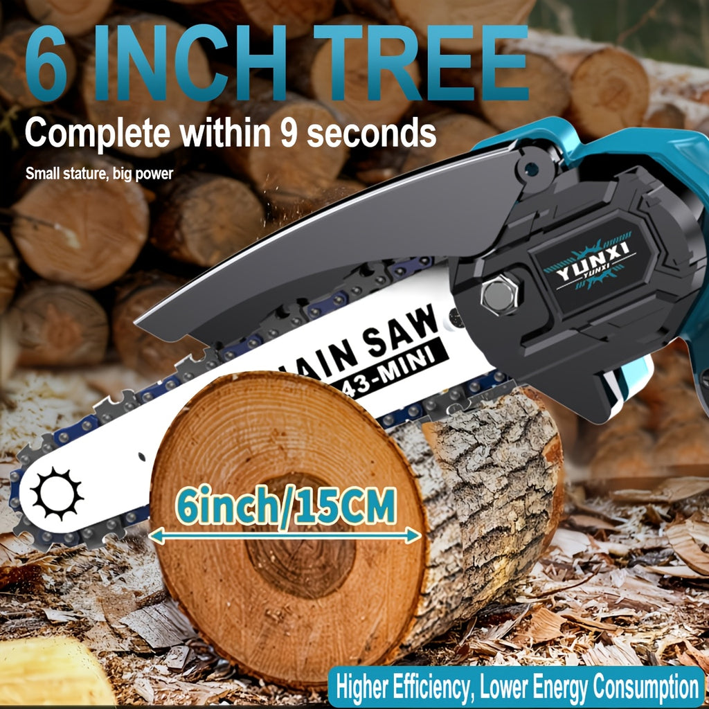 6-inch  Chainsaw Wireless, Handheld Electric Chainsaw, Equipped with Battery Charger, Automatic Chain Tensioning And Automatic Fuel Dispenser for Branches, Yards, Homes, And Gardens, Ideal Gift for Men, Husbands, Fathers, And Trimming Saws