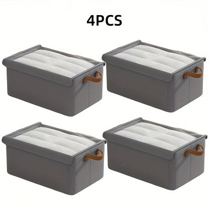 Foldable Fabric Storage Box Set 2 or 4 Pack – Large Cationic Cloth Organizer, Visible Cover & Handle, Space-Saving Under Bed Wardrobe Closet Storage for Clothes Blankets Bedding | Canada