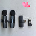 Wireless Lavalier Microphone for iPhone & Android – Dual Clip-On Mic System with Type-C & Lightning Adapters for Vlogging, Live Streaming, Interviews, Video Recording, Online Teaching (Black)