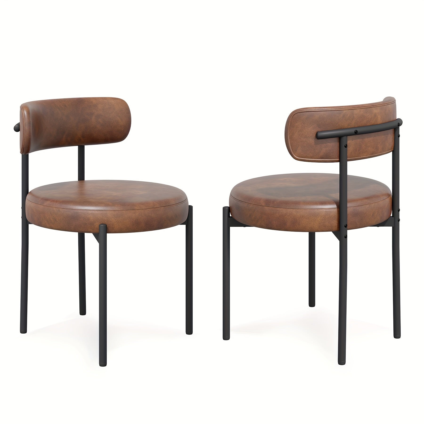 Mid-Century Modern Dining Chairs with Boucle Fabric & Thick Cushions – Rounded Back Upholstered Accent Chair with Sturdy Metal Legs for Dining Room Living Room