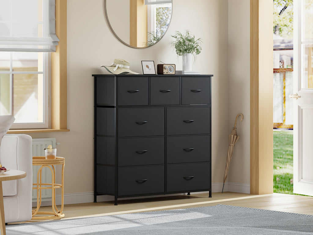 EUNOS Dresser, 9-Drawer Fabric Storage Tower for Bedroom, Entryway, Closets, Tall Chest Organizer Unit with Large Capacity Fabric Bins, Storage Drawer Units