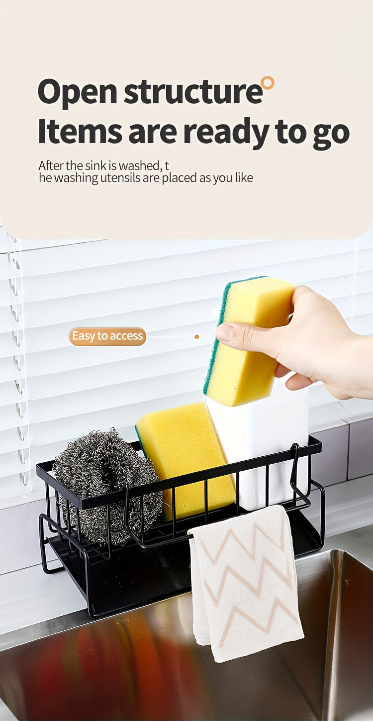 Stainless Steel Kitchen Sink Organizer with Drainage – Sponge Holder Sink Caddy for Brush, Soap & Cloth | Space-Saving Countertop Storage | ShopVora CA