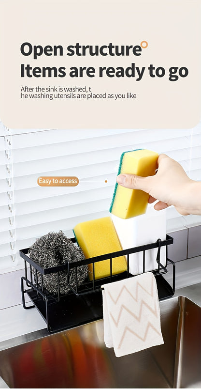 Stainless Steel Kitchen Sink Organizer with Drainage – Sponge Holder Sink Caddy for Brush, Soap & Cloth | Space-Saving Countertop Storage | ShopVora CA