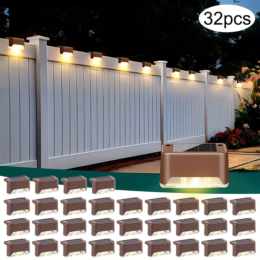 Solar Step Lights Outdoor – IP44 Waterproof LED Deck & Stair Lights, 8/16/32-Pack Warm White Solar Fence Lights for Yard, Patio & Pathway | Garden Decor for Halloween & Christmas