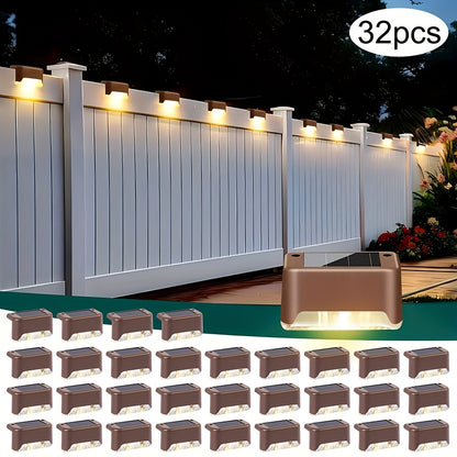 Solar Step Lights Outdoor – IP44 Waterproof LED Deck & Stair Lights, 8/16/32-Pack Warm White Solar Fence Lights for Yard, Patio & Pathway | Garden Decor for Halloween & Christmas