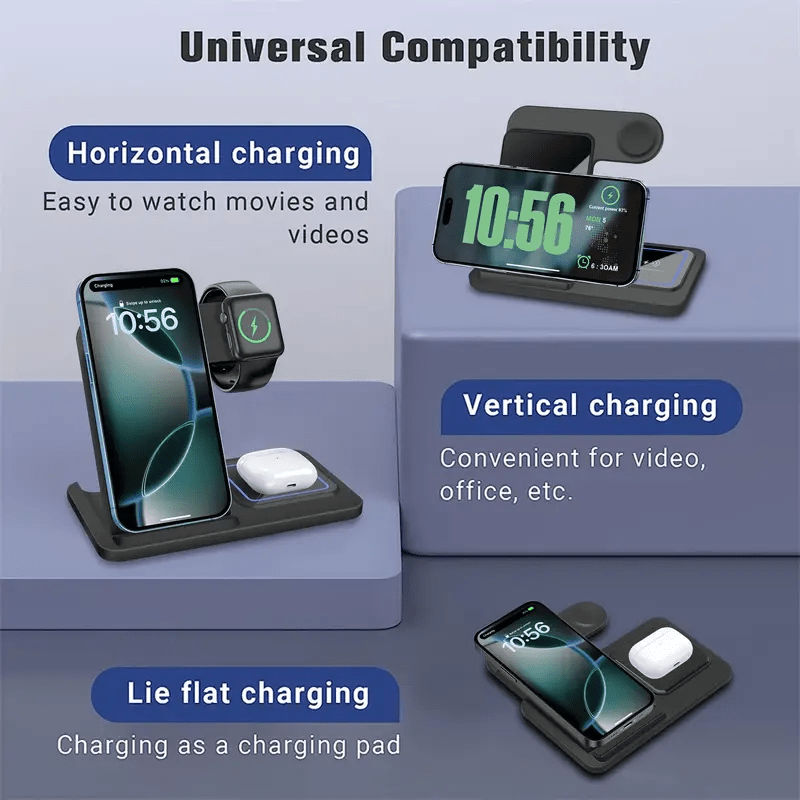 【Father's Day】Neohost 3-in-1 Wireless Charging Station for iPhone/Compatible with Phone 17, 16, 15 Pro Max, 13, 12, 11/Watch Series 10, 9, 8, 7, 6, 5, 4, 3, 2 & Ultra Models/Auto Accessories.A perfect mother's day gift