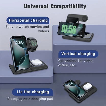 Foldable 3-in-1 Wireless Charging Station Neohost for iPhone 17 16 15 Pro Max 13 12 11 & Apple Watch Series 2-10 Ultra - Compact Fast Wireless Charger, Perfect Father's Day & Mother's Day Gift