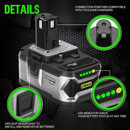 8Ah 18V Lithium Ion Battery Compatible with Ryobi 18V ONE+, Replacement for P108 P102 P103 P104 P105 P107 P109 P122, Rechargeable Cordless Tool Battery with Charge Indicator & Overload Protection