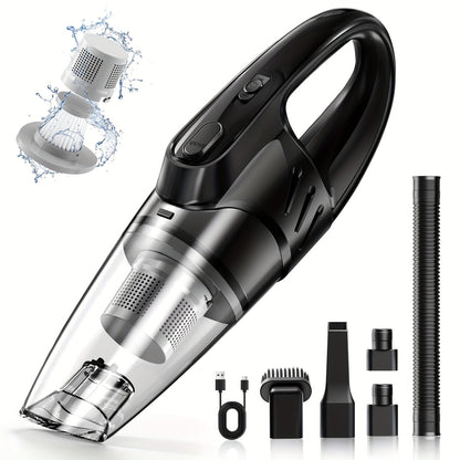 Pink Handheld Car Vacuum Cleaner 6000PA Super Suction 2000mAh Low Noise with 5 Attachments – Car Interior, Home & Pet Hair Cleaning Gift for Women
