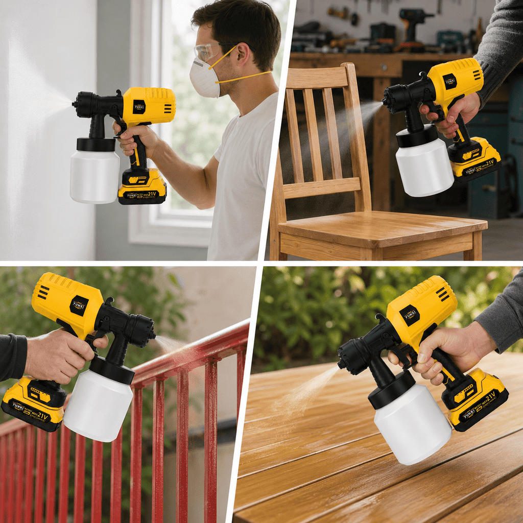Cordless Paint Sprayer with Rechargeable Battery - High Pressure Electric Spray Gun for Easy and Efficient Painting of Furniture, Cabinets, Fences, Walls, and Doors - Ideal for Home Decoration and DIY Renovation Projects, Simplifies Cleaning Process