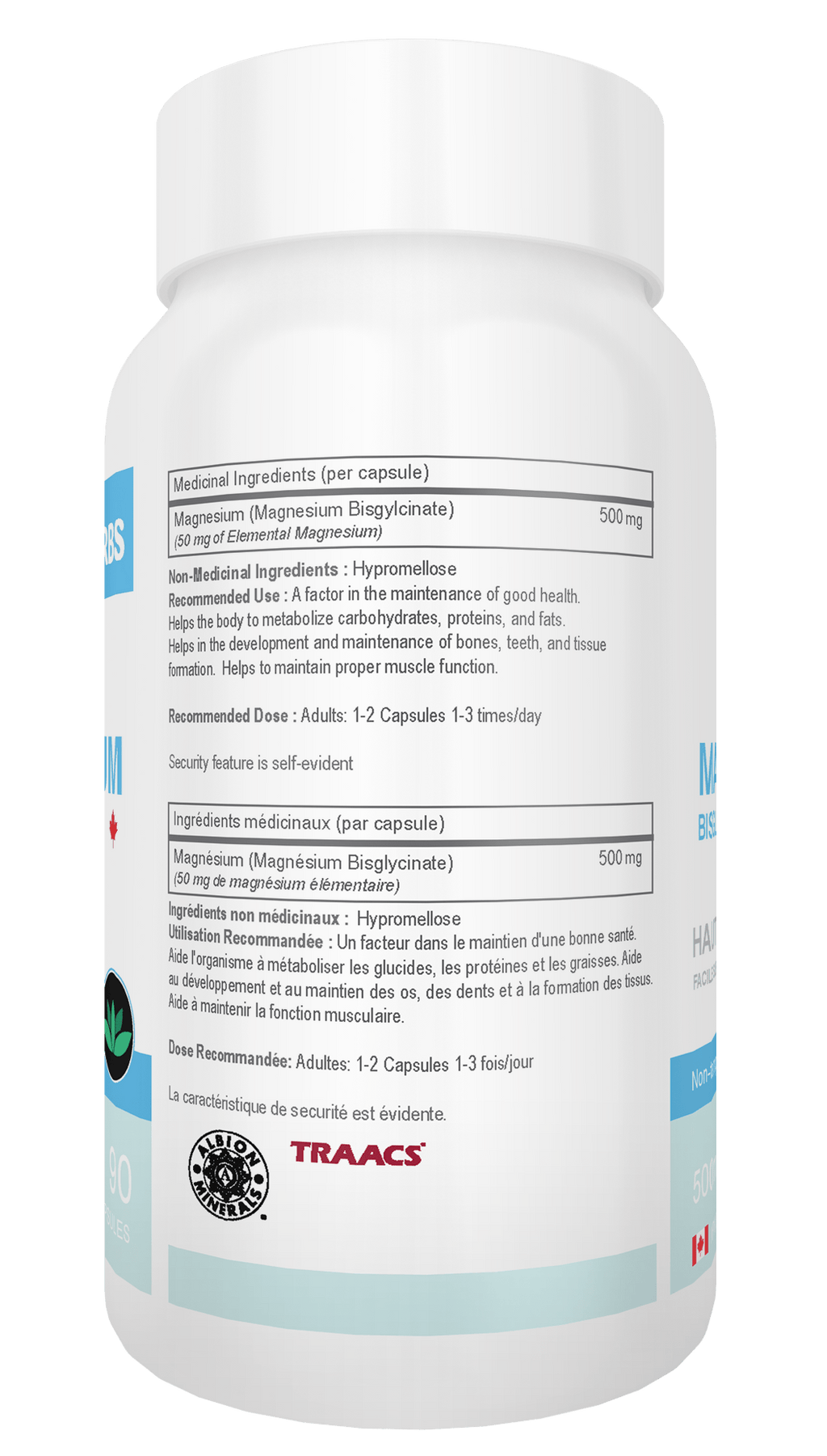 Magnesium Bisglycinate – Highest Absorption – Premium Grade – No Fillers – Non Buffered – 90 Veg Caps – 500mg Magnesium Bisglycinate per cap (50mg Elemental Magnesium)