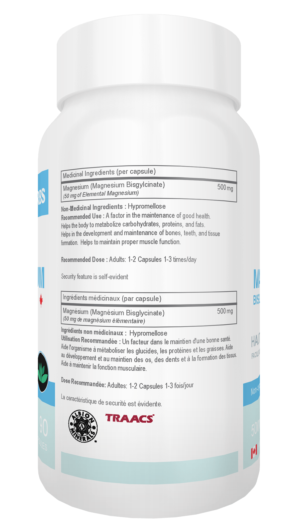 Magnesium Bisglycinate – Highest Absorption – Premium Grade – No Fillers – Non Buffered – 90 Veg Caps – 500mg Magnesium Bisglycinate per cap (50mg Elemental Magnesium)