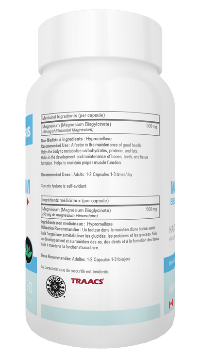 Magnesium Bisglycinate 500mg – Highest Absorption Non-Buffered Pure Formula, 90 Veg Caps, No Fillers, Easy on Stomach, Sleep, Muscle & Stress Relief Supplement | ShopVora CA