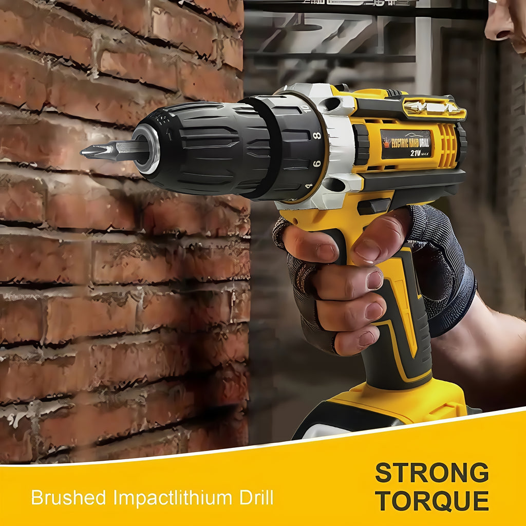 Lithium-ion Cordless Drill Set, Includes Battery and Charger, Features a 3/8-inch Keyless Chuck, Variable Speed, 16-position Settings, and 24 Drill Bits. Available in Red/yellow/blue. Ideal for Home Power Tools and Automotive Repair