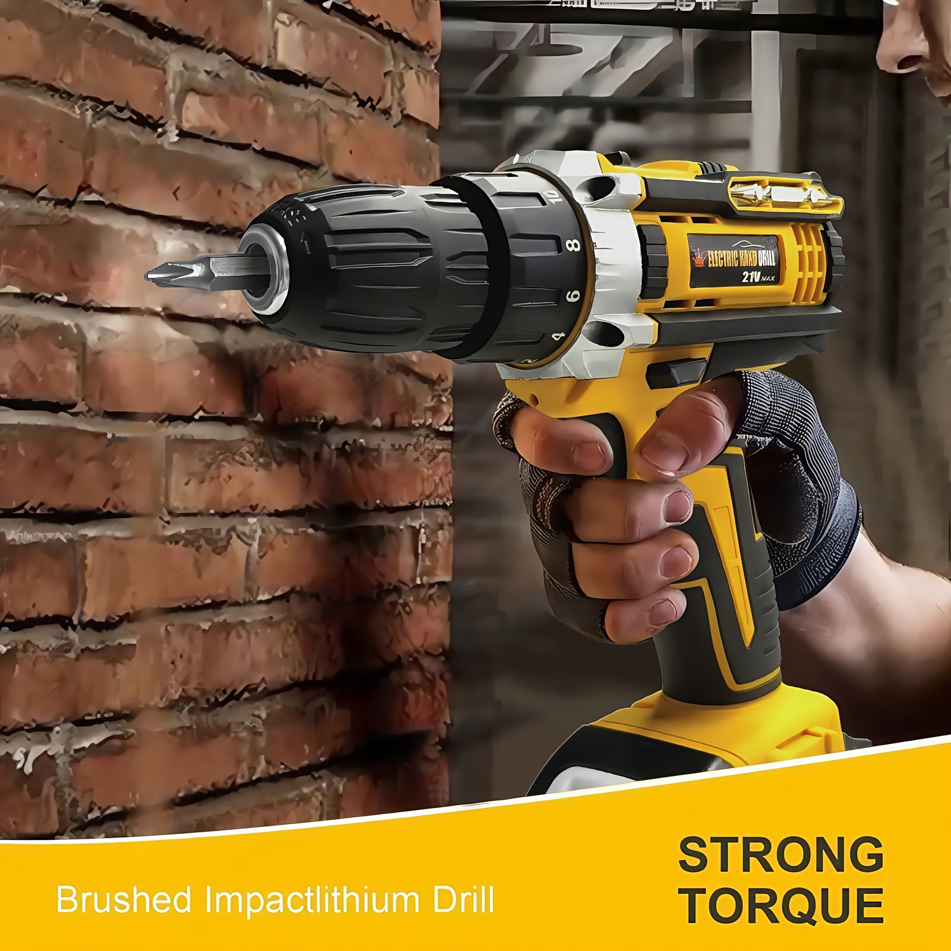 Lithium-ion Cordless Drill Set, Includes Battery and Charger, Features a 3/8-inch Keyless Chuck, Variable Speed, 16-position Settings, and 24 Drill Bits. Available in Red/yellow/blue. Ideal for Home Power Tools and Automotive Repair