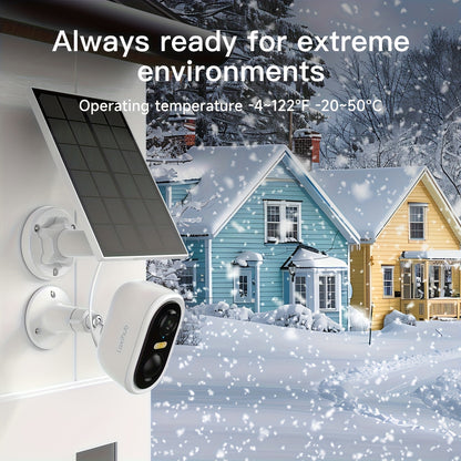 Solar Powered Wireless Security Camera Outdoor – Laxihub 3MP CCTV, AI Motion Detection, Colour Night Vision, Spotlight, 2-Way Audio, IP65, Cloud & SD Storage