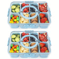 1/2 Pack 8-Compartment Snackle Box with Lid & Handle, Clear Divided Serving Tray and Portable Snack Container for Fruit, Veggies, Cheese,, & Charcuterie, Ideal for Travel, Picnic, Camping & Parties