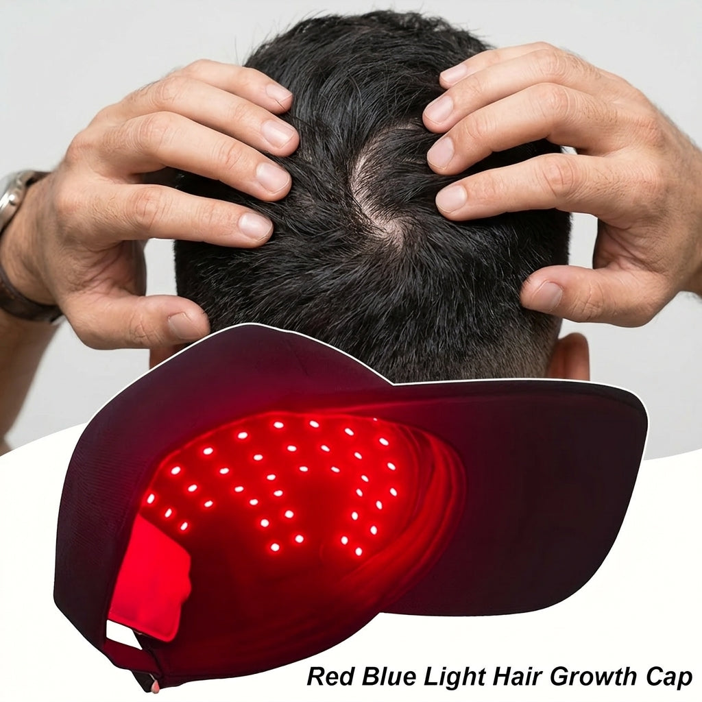 Red Light Cap for Hair Growth, 70 Leds 3 Wavelengths (660Nm Red, 850Nm Infrared, 440Nm Blue), 4 Modes Scalp Care Hat, Anti Hair Loss Hair Regrowth Device for Men Women, Home Use, Black