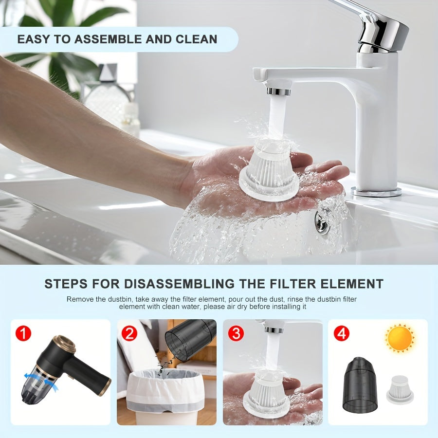 1pc Super Powerful 2-in-1 Cordless Handheld Vacuum Cleaner - High Suction Power, Lightweight, Portable with Rechargeable Lithium Battery, Includes Dusting Brush Attachment, Floor Brush, and Cleaning Tools for Car and Home Use